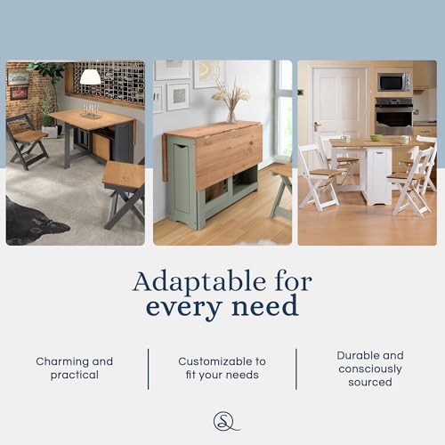SECONIQUE Santos Butterfly Dining Set – 4 Assembled Foldable Chairs + 1 Folding Table – Space-Saving Table with Nesting Chairs - Compact and Easy to Assemble - Green & Rustic Pine Wood SECONIQUE
