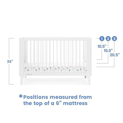 Delta Children Ollie 4-in-1 Convertible Crib - Greenguard Gold Certified, Bianca White - WoodArtSupply