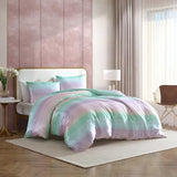 Betsey Johnson - Duvet Cover Set, Super Soft Satin Bedding with Matching Shams, Inside Corner Ties for Secure Fit (Pastel Ombre Purple, Full/Queen) Betsey Johnson