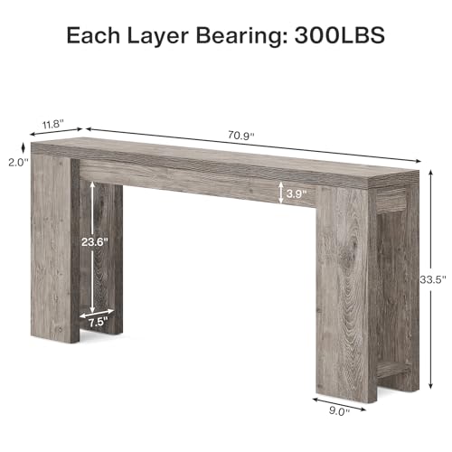 Tribesigns 70.9-Inch Extra Long Console Table, Farmhouse Wood Sofa Table Behind Couch, Narrow Entryway Accent Table for Living Room, Hallway, Entrance, Foyer, Grey Tribesigns