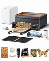WECREAT Vision Pro 45W Laser Cutter and Engraver Machine, with 2W IR Laser Module, 137” Auto Conveyor Feeder, Fume Extractor, Full Enclosure Laser Engraver for Jewelry Art Designer Small Business WECREAT