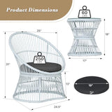 Athena Collection Outdoor Patio Furniture Set Wicker Bistro Set, 3 Piece Conversation Set All-Weather PE Rattan Chairs with Seat Cushions & Glass Table for Porch, Backyard, Black Athena Collection