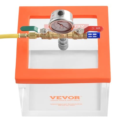 VEVOR 2 Gallon Vacuum Chamber, Upgraded Multipurpose Acrylic Vacuum Degassing Chamber, Transparent Vacuum Chamber, for Resin Degassing, Silica Gel Degassing