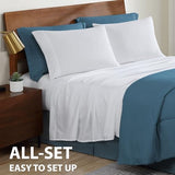 Cathay Home Basic Bedding Home Essential Ultra Soft Lightweight 8PC Wrinkle Resistant Microfiber Bed in a Bag Set (Includes Complete Sheet Set, Comforter Set & Bedskirt) - Full, Blue Cathay Home