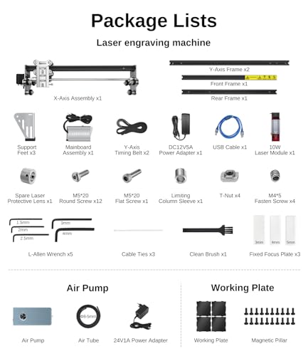 LASER TREE Laser Engraver Machine,10W Output Power, Higher Accuracy Laser Engraving Machine with Air Assist Pump, Eye Protection Laser Module, Laser Engraver for Wood and Metal, Acrylic, Leat - WoodArtSupply