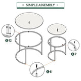 Yaheetech Nesting Coffee Table Set of 2, Nesting Table, Rustic Stacking Side Tables, Nesting End Table Set w/Round Wooden Tabletop and Sturdy Metal Base for Living Room,Small Space, Gray Yaheetech
