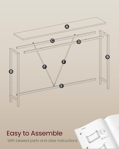 VASAGLE Console Sofa Table, Narrow Entryway Table, for Living Room, Bedroom, Easy Assembly, Charcoal Gray and Ink Black ULNT020B04 VASAGLE