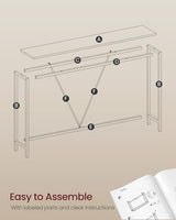 VASAGLE Console Sofa Table, Narrow Entryway Table, for Living Room, Bedroom, Easy Assembly, Charcoal Gray and Ink Black ULNT020B04 VASAGLE