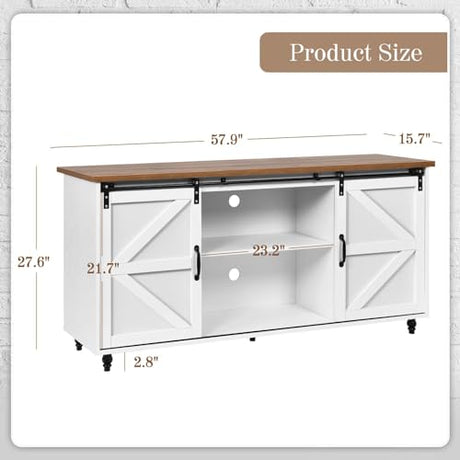 Farmhouse Style 58'' Coffee Bar Cabinet with Sliding Barn Door and Storage by 4ever2buy 4ever2buy