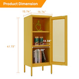 Slim Metal Storage Cabinet with Mesh Doors - 42'' Tall Narrow Organizer Tower, Compact Freestanding Cabinet, Versatile Utility Storage for Home, Office, Kitchen, Living Room, Durable and Modern Design ALBAD