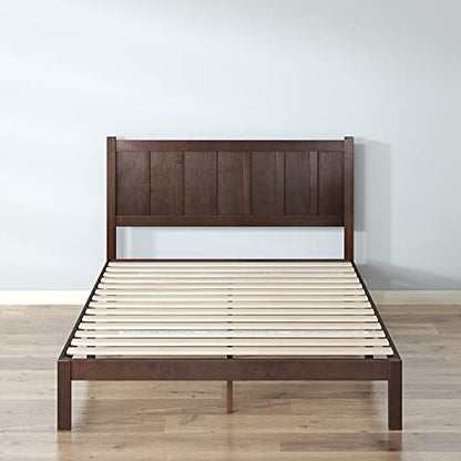 Zinus Adrian King Size Rustic Wood Platform Bed with Headboard – No Box Spring Needed - WoodArtSupply