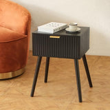 AWASEN Black Nightstand, Small End Tables Living Room, Accent Bedside Table with Fluted Drawer for Bedroom and Small Space, Black AWASEN