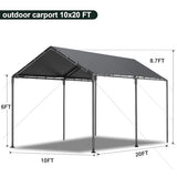 10x20 Heavy Duty Carport, Outdoor Carport Shelter with Reinforced Frame and Stakes, Waterproof Garage Car Port Tent (Gray) gaildon