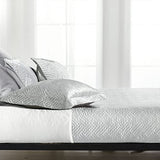 NTBAY Twin Silk Satin Quilt Set, Geometric Pattern Bedspread Luxury Quilted Coverlet Set for All Seasons(1 Quilt, 1 Pillow Sham), Silver NTBAY