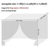 Anmas Home Mosquito Net Bed Canopy with 66ft LED Star String Lights, Black Netting Four Corner Post Curtains Elegant Mosquito Net
