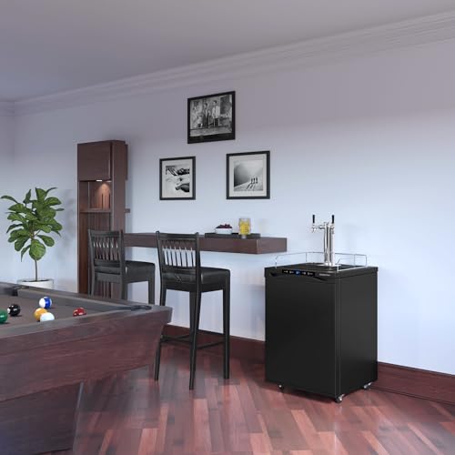 EdgeStar KC3000TWIN Full Size Dual Tap Kegerator with Digital Display - Black EdgeStar