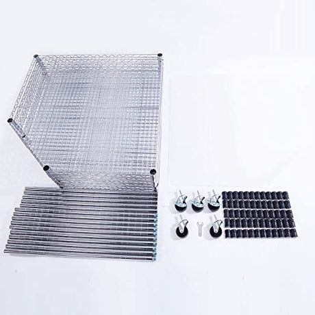 WOW PIONEER 6-Layer Corner Storage Shelves on Wheels, Metal Wire Shelving Unit for Home, Kitchen, Shop, Pantry, Restaurant Durable Steel Rack with Plastic Coating for Your Accessories, Tools Silver WOW PIONEER