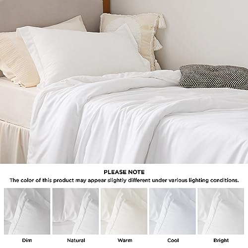 Bedsure Duvet Cover Twin/Twin XL Size - Soft Double Brushed Bedding Set for Kids & Adults, Zipper Closure, 2 Pieces, Includes 1 Duvet Cover (68"x90") & 1 Pillow Sham, NO Comforter, White Bedsure