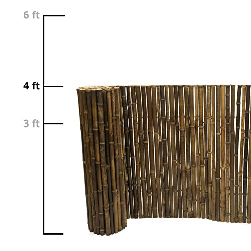 Backyard X-Scapes Natural Bamboo Fencing Garden Screen Rolled Fence Panel Black 4 ft H x 8 ft L Backyard X-Scapes
