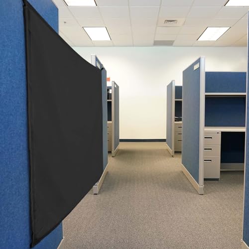Pinkunn 40 x 48 Inch Office Cubicle Curtain with Stainless Steel Self Adhesive Hook Portable Privacy Door Partition Room Office Divider(Black) Pinkunn