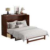 KALALLA Retro Rattan Queen Size Murphy Bed Cabinet with Storage Drawers, Hidden Foldable Platform Bed, Space Saving for Small Room, Kids Adults Guest, Walnut KALALLA