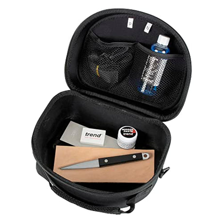 Trend Complete Sharpening Set: 6 Inch Diamond Bench Stone, Tapered File, Leather Strop, Lapping Fluid, Mirror Paste, Cleaning Block & Storage Case, TREND