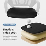 DUMOS Office Desk Chair - Ergonomic Mid Back with Lumbar Support & Rocking Mode, Height Adjustable with Fixed Armrest, Storage Back for Computer, Gaming, Conference, Meeting, 360° Swivel, Black DUMOS