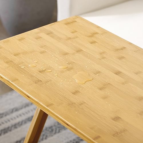 Zoopolyn Tv Tray Table Bamboo Tv Dinner Table Z Shaped end table for Sofa Couch Laptop Living Room Bedroom Natural Zoopolyn