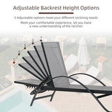 Shintenchi Patio Chaise Lounge Set of 2, Pool Chaise Lounge with Arm,Outdoor Lounge Chair with 5 Adjustable Backrest,Sunbathing Recliner,Beach Chair,Pool Chairs,Light Grey