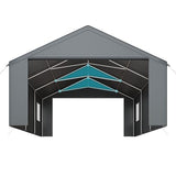 AirWire Carport, Heavy Duty Car Port 20x20 FT, Large Car Canopy with Roll-Up Windows & Side-Opening Door, Outdoor Portable Garage Reinforced Four-Hole Base for Car, Truck, Boat, Motorcycle AirWire