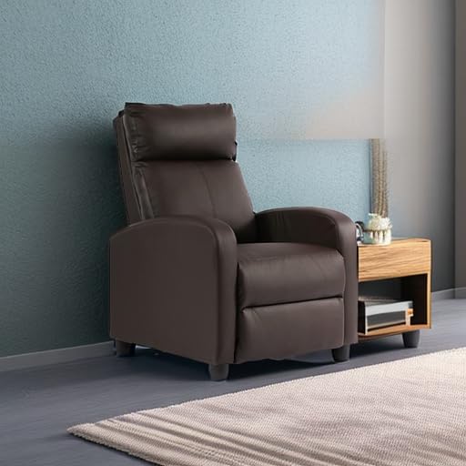 BestMassage | Recliner Chair | No Massage Function | Pu Brown | with Lumbar Support, Adjustable Push Back, Wide Armrests, Footrest & Padded Seat | Easy Assembly | for Living Room, Home Theatre BestMassage