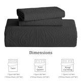 WURUIBO King/Cal King Quilt Set Black,Ultrasonic Embossed Bedspread, Lightweight Microfiber Coverlet, Modern Thin Bedding Set for All Season, 3 Piece(1 Quilt,2 Pillow Shams) WURUIBO
