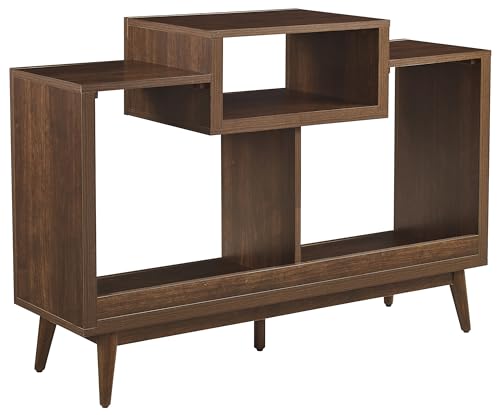 Crosley Furniture Nashville Mid Century Modern Console Record Player Stand, Stores Up to 220 Vinyl Records, Medium, Brown Crosley Furniture