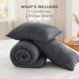 Bedsure Queen Comforter Set Dark Grey, Soft Prewashed Queen Size Bedding, Quilted Comforter with Circle Design, Down Alternative Comforter for All Seasons, 3 Pieces Bed Set with 2 Pillow Shams Bedsure