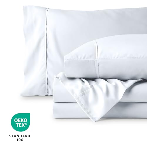 Bare Home Queen Sheet Set - 22" Deep Pockets - Luxury 1800 Ultra-Soft Microfiber Queen Bed Sheets - Double Brushed - Easy Fit - 4 Piece Set - Bedding Sheets & Pillowcases (Queen, White) Bare Home