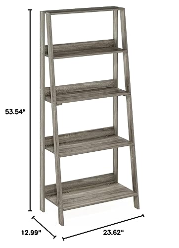 Furinno Ladder Bookcase Display Shelf, 5-Tier, French Oak - WoodArtSupply