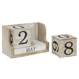 Juvale Wooden Perpetual Block Calendar for Desk, Wood Month Date Display Blocks for Teachers, Students, Classroom, Rustic Farmhouse Office Decor, Desk Accessories (5 x 4 In) Juvale