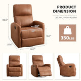 HAOMARKETS Swivel Rocker Recliner Chair, Manual Faux Leather Glider Rocking Recliners for Adults, 360° Swivel Nursery Reclining Sofa with Padded Backrest for Living Room, Dark Brown