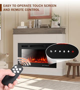 Maxhonor Electric Fireplace Inserts Freestanding Heater for The Living Room Floating Fireplace with 12 LED Colors with Logset and Stones,1500W/750W (30inch with Mantel,White) Maxhonor