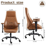 YFO Home Office Desk Chair High Back Office Rubber Casters Ergonomic Computer Chair with Lumbar Support Adjustable Height Rolling Swivel Chair Executive Task Armrests， Brown Leather YFO