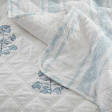 Martha Stewart - King Quilt Set, 100% Cotton Reversible Bedding Set, Incredibly Soft Feel for Year Round Comfort, 3 Piece Bed Set with Matching Pillowcases (Flower Block Print Blue) Martha Stewart