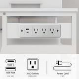 Natwind 23.6"x19.7" Large Printer Stand,3 Tier Printer Table with Charging Station, Rolling Cart with Adjustable Storage Shelf for Home Office Organization, Stand for Heat Press,3D Printer (White)