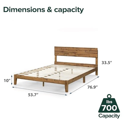 ZINUS Julia Wood Platform Bed Frame - Solid Wood with Slat Support, No Box Spring Needed, Easy Assembly, Full Size, Brown - WoodArtSupply