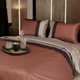 Stoa Paris Luxury Satin Queen Duvet Cover Set 3PCs, 300TC Silk-Like Bedding for Hot Sleepers, Skin & Hair Safe, Hidden Zipper + 2 Pillow Shams 20x30”, No Comforter Included, Vogue - Caramel, Wine Stoa Paris