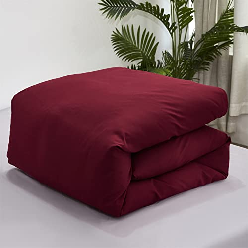 Luxlovery Burgundy Comforter Set Dark Red Bedding Set Full Maroon Marsala Wine Red Solid Soft Breathable Claret Blanket Quilts Maroon Comforter Set Women Girls Luxlovery
