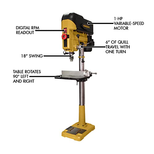 Powermatic 18-Inch Floor Drill Press, Variable Speed, 1 HP, 1Ph 115/230V (PM2800B) - WoodArtSupply