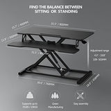 FITUEYES Height Adjustable Standing Desk 32” Wide Sit to Stand Converter Stand Up Desk Tabletop Workstation for Dual Monitor Riser FSD308001WB FITUEYES