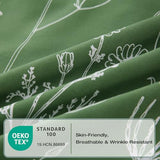 Yibeizi Green Floral Sheet Set King, Botanical Rustic Pattern Bed Sheets Boho Bedding Sheets & Pillowcases Soft Microfiber 15" Extra Deep Pocket Fitted Bedsheet 4 Piece Yibeizi