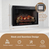 Modern Ember Uptown 36" Smart Electric Fireplace Insert with Remote Control, Alexa/WiFi Enabled - 1,000 Sq Ft Electric Heater with Realistic Flames and Log Set Modern Ember