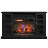 duraflame® Electric Fireplace Media Mantel for TVs up to 65 inches and Farmhouse Storage Cabinets, Black Embossed Ash Duraflame